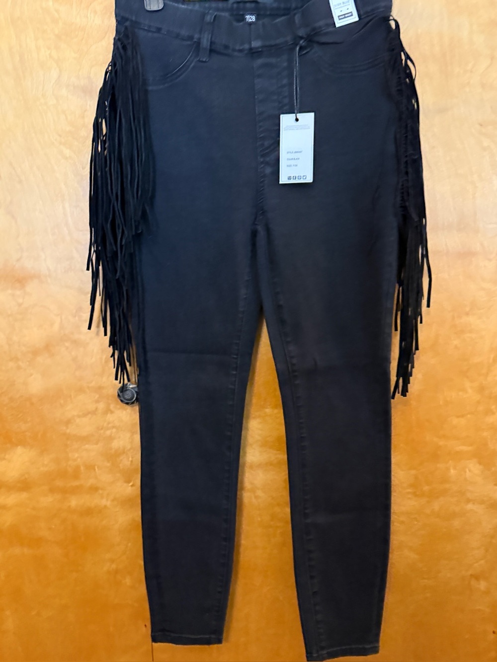 Judy Blue Black Fringe Denim Jeans Skinny Fit Size 28
